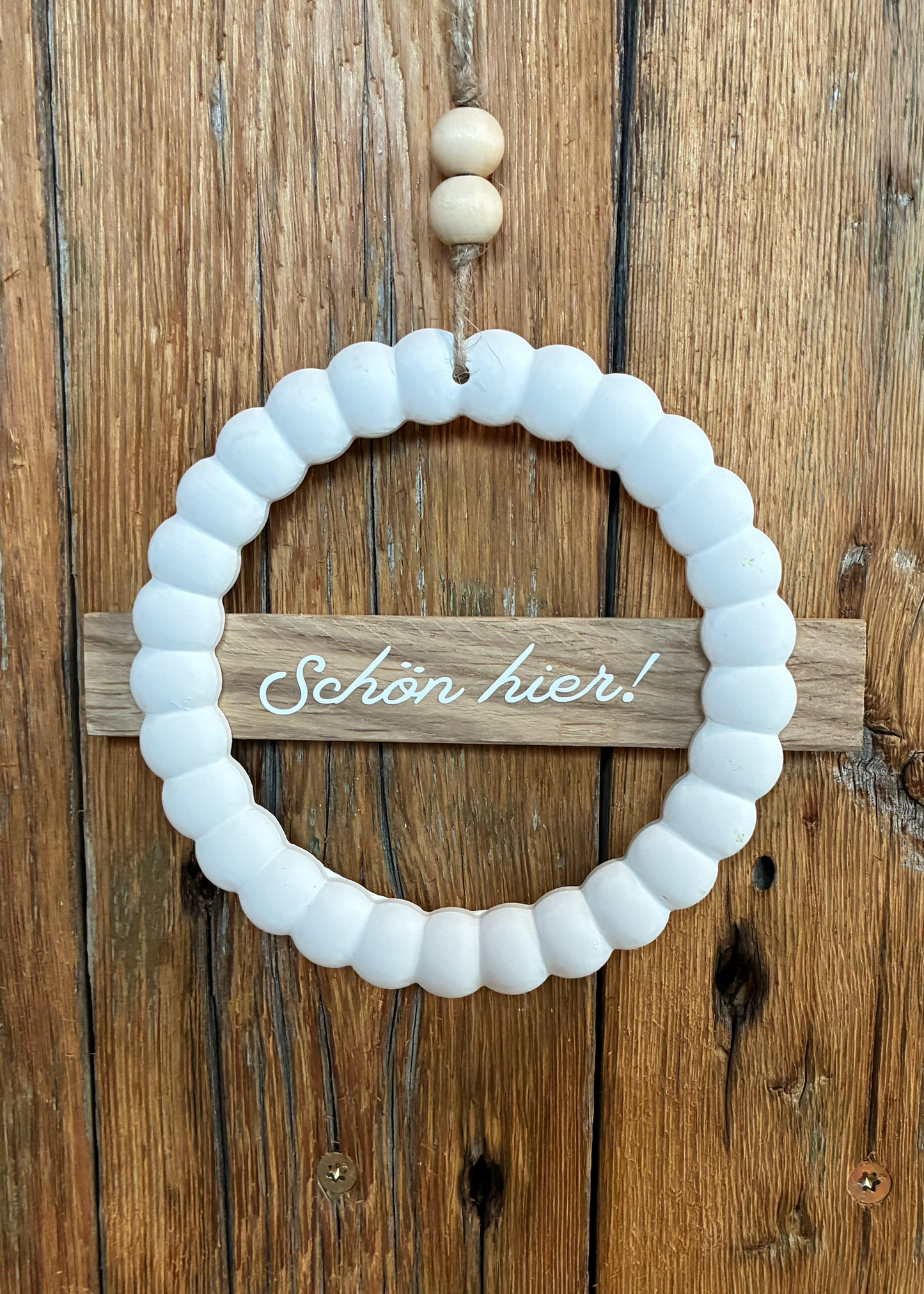 Kleiner Willkommenskranz – Dekoring mit Holzschild