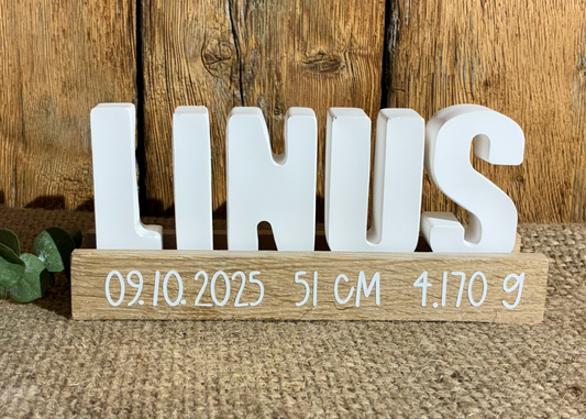 Willkommen kleines Wunder – personalisierte Namensdeko mit Geburtsdaten